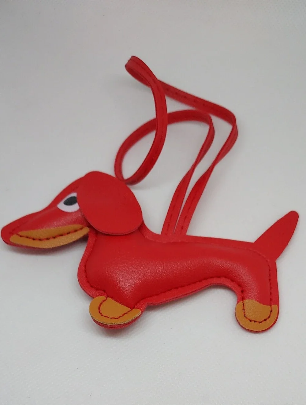 Dachshund Faux Leather Keychain Bag Purse Charm  RED NWT